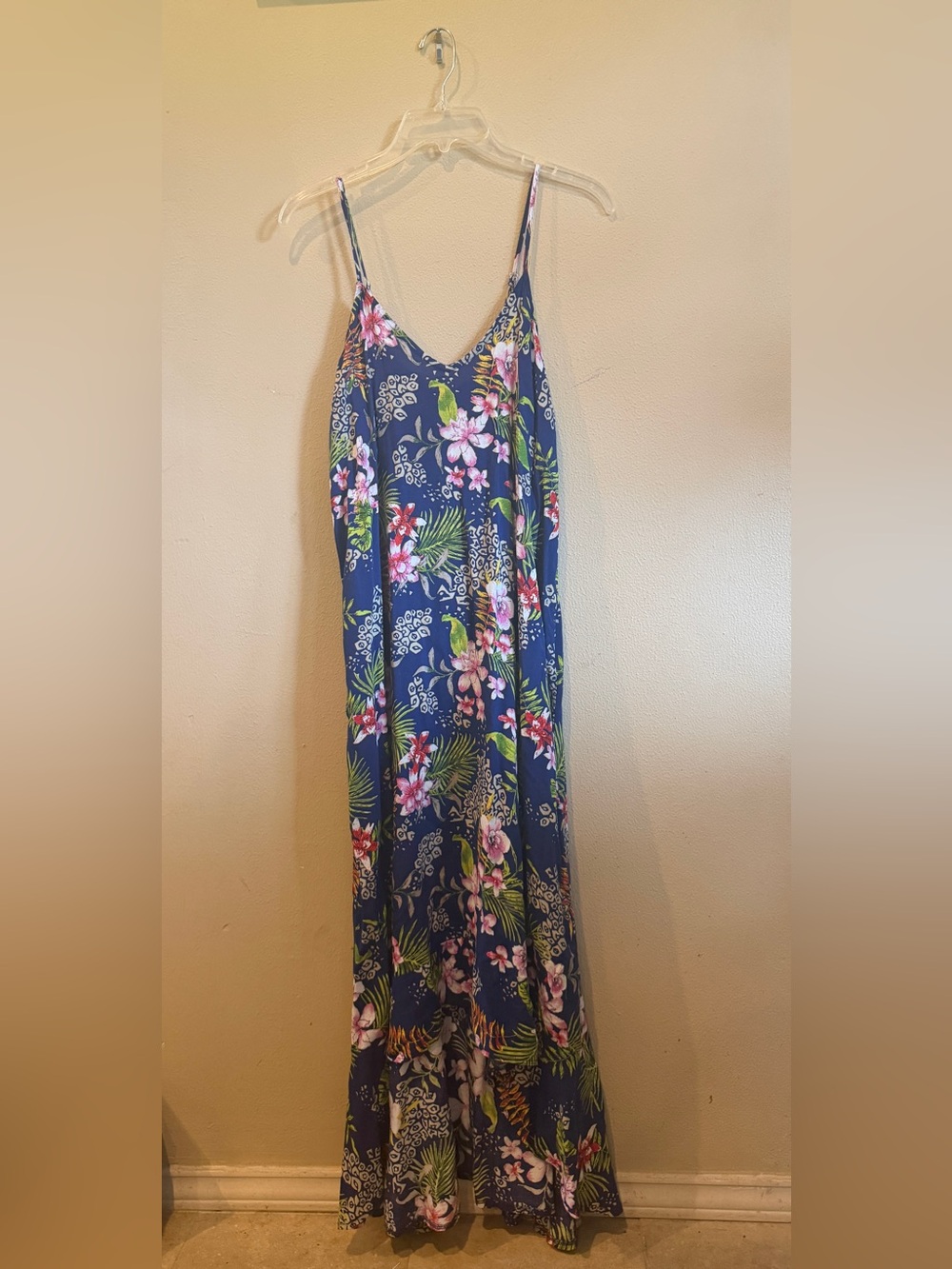 Raviya Blue Tropical Floral Maxi Dress Small Sundress